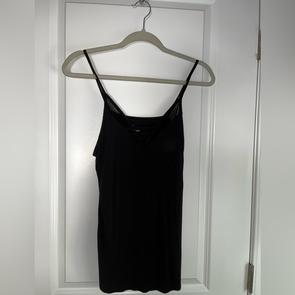 Black American Eagle Soft & Sexy Sheer Detailed Tank